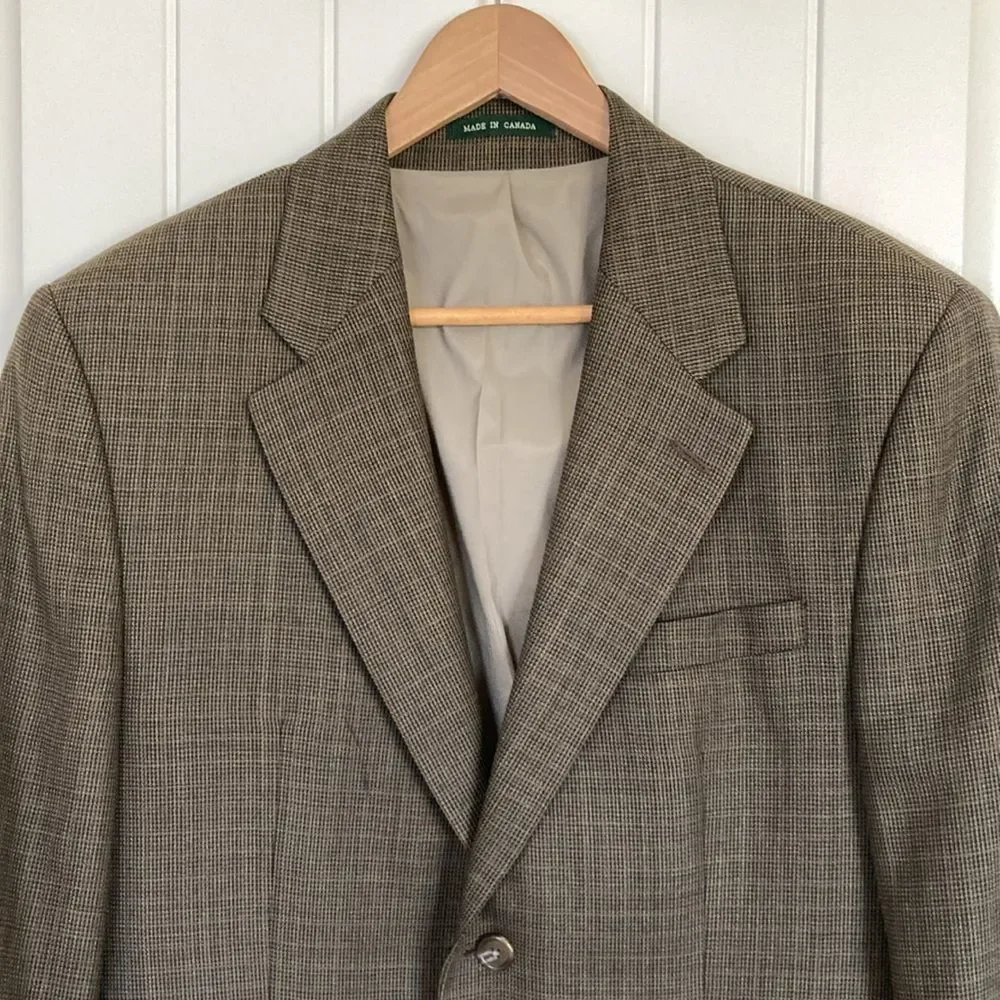Lauren Ralph Lauren Mens Sport Coat Blazer 40S Brown Tattersall Wool‎